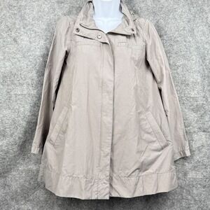 Eileen Fisher Womens Gray Tan Organic Cotton A-Line Lightweight Jacket Medium